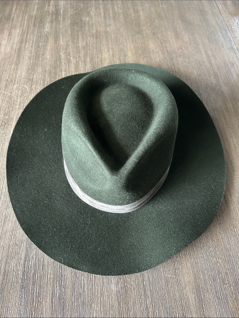 Lack Of Color Olive Green Wool Felt Wide-Brim Hat,Medium 57CM(M), Like New.
